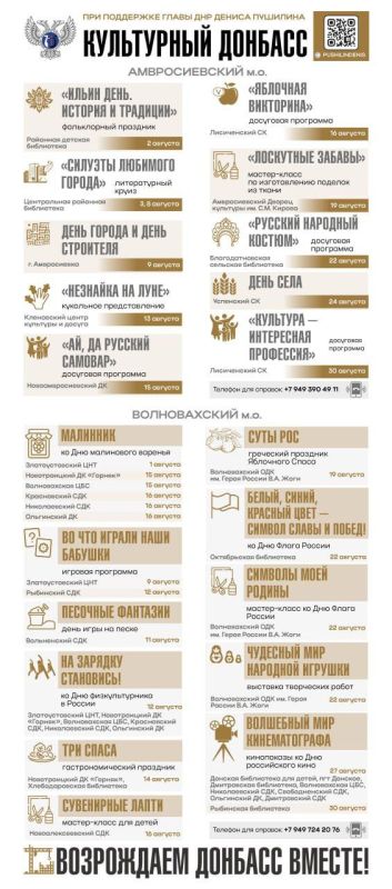 Михаил Желтяков: Друзья, напоминаю, что сегодня стартовала инициированная Главой ДНР Денисом Пушилиным акция «Культурный Донбасс» Михаил Желтяков: Друзья, напоминаю, что сегодня стартовала инициированная Главой ДНР Денисом Пушилиным акция «Культурный Донбасс»