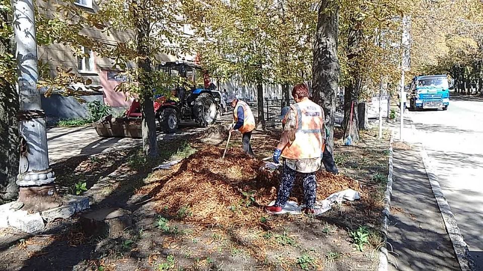 Сегодня, 11 сентября, с целью приведения территории в надлежащее санитарное состояние силами МУП АГМ «Перспектива» ведутся работы по уборке опавшей листвы по ул. Депутатской