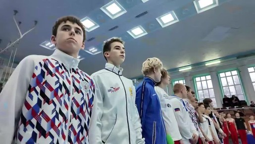 Глава ДНР Денис Пушилин вместе с президентом Федерации спортивной гимнастики ДНР Виталием Ревчуком дали старт второму Открытому кубку по спортивной гимнастике