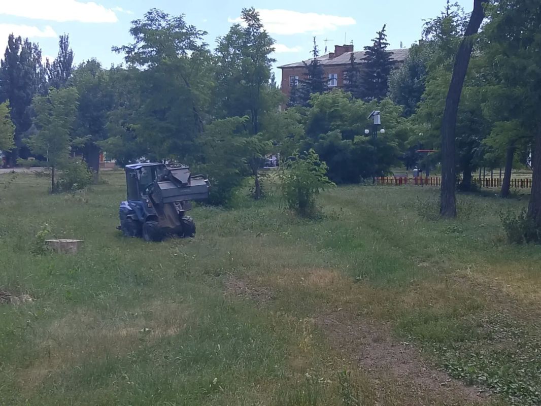 Сегодня, 3 июля, с целью приведения территории в надлежащее санитарное состояние в Кировском внутригородском районе города Макеевки силами МУП АГМ «Перспектива» ведутся работы по покосу травы в сквере «Авангард» Сегодня, 3 июля, с целью приведения территории в надлежащее санитарное состояние в Кировском внутригородском районе города Макеевки силами МУП АГМ «Перспектива» ведутся работы по покосу травы в сквере «Авангард»