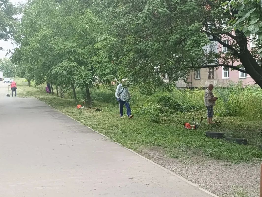 На территории Горняцкого внутригородского района продолжается работа по покосу сорной растительности На территории Горняцкого внутригородского района продолжается работа по покосу сорной растительности