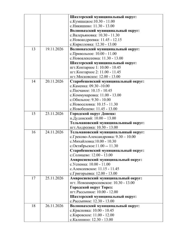 Минздрав ДНР утвердил график выездов автоаптеки на ноябрь Минздрав ДНР утвердил график выездов автоаптеки на ноябрь